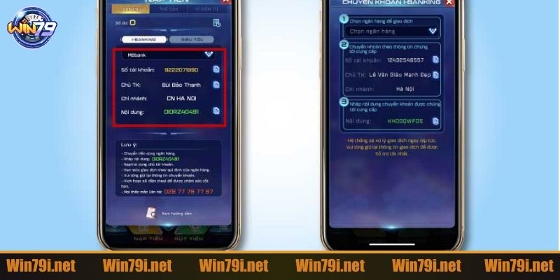 Hướng dẫn cách nạp tiền WIN79 qua thiết bị di động 